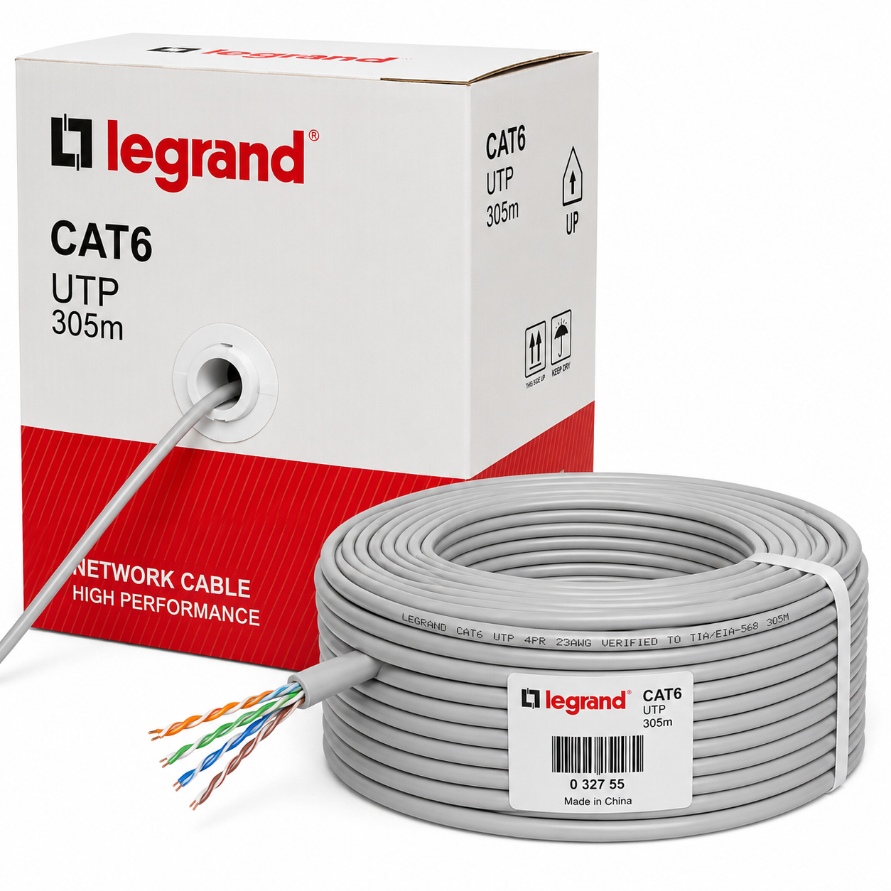کابل شبکه Cat6 UTP لگراند(Legrand) حلقه 305 متری